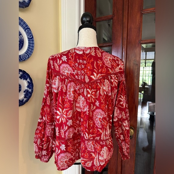 Rachel Zoe | Boho Floral V-Neck Blouse with Embroidery, Size XS - Picture 2 of 11